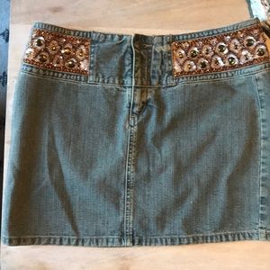 Express embellished jean skirt